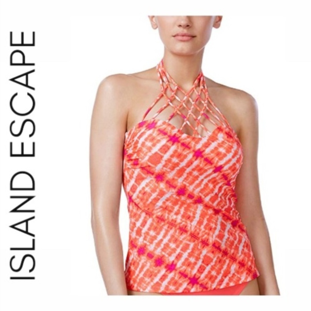 Women’s Island Escape Pink and White Swim Tankini, NWT, size 12